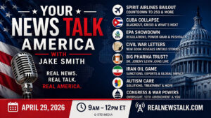Your News Talk America with Jake Smith for April 29, 2026 featuring Spirit Airlines, Cuba, Big Pharma, Iran oil, and national policy topics