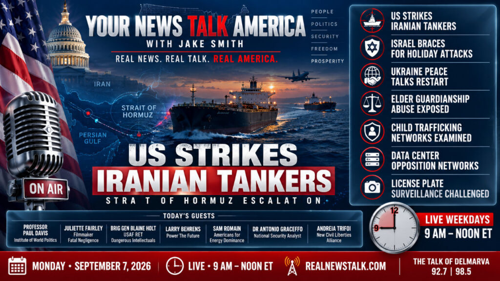 Your News Talk America, Sept. 7, 2026: Iran tanker strikes, child trafficking probe, license plate surveillance