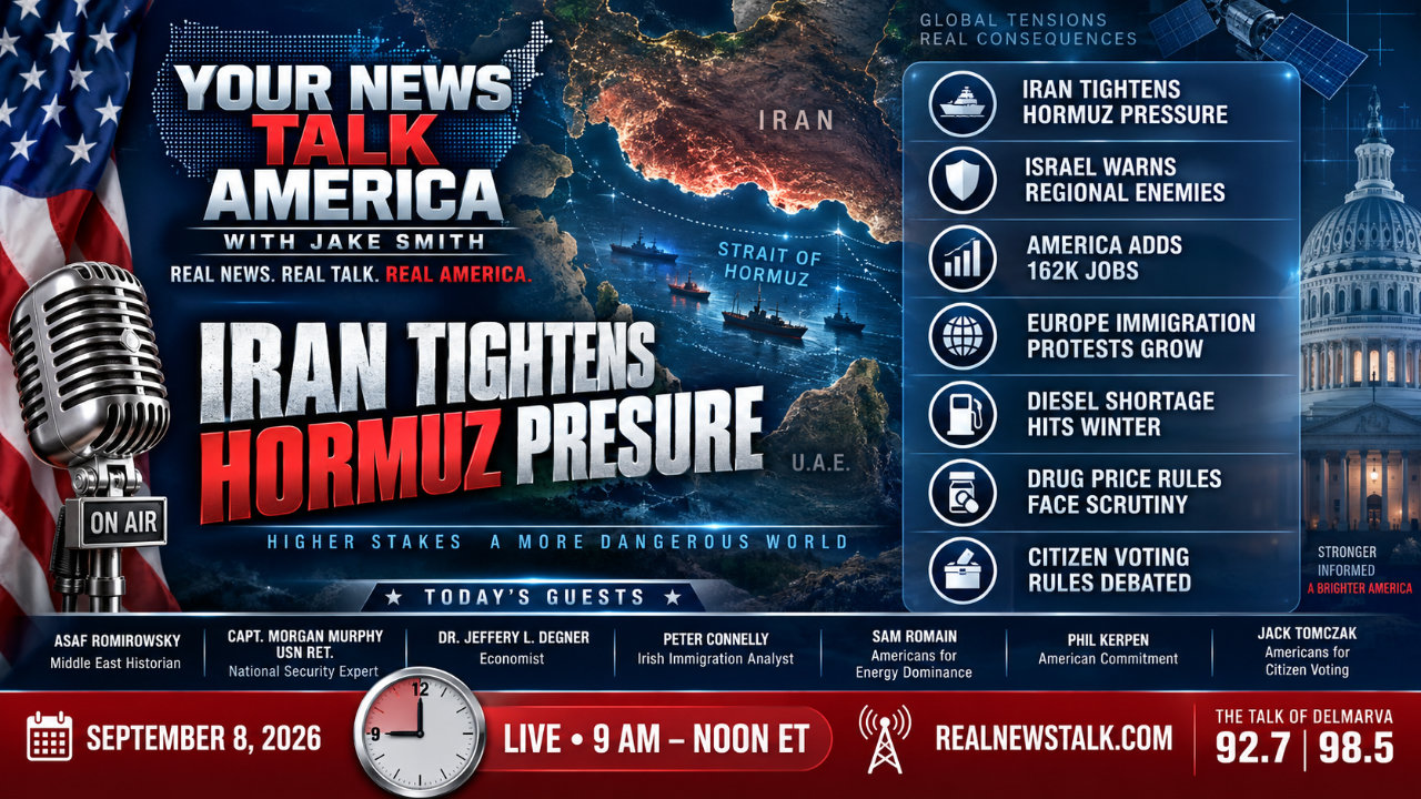 Your News Talk America show notes September 8, 2026 covering Netanyahu on Iran, the August jobs report, and Europe's immigration crisis